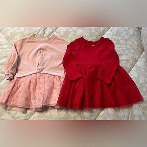 NEW! 2 Long Sleeved Girls Dresses Size 12 Months